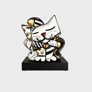 Golden Cat Britto : Sculpture originale en porcelaine GOLDEN CAT édition limitée, nouveauté 2024