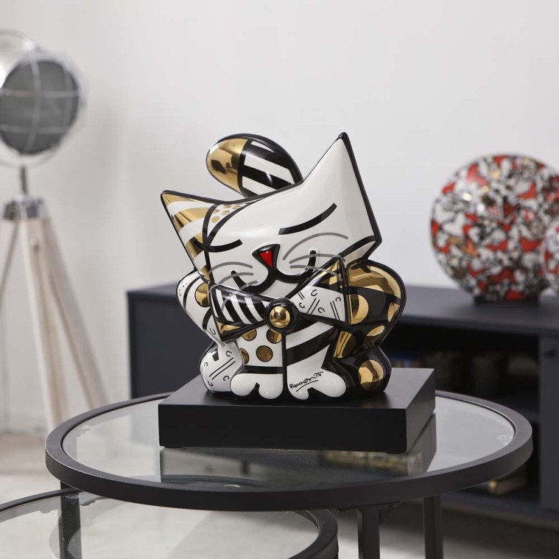 golden-cat-sculpture-romero-britto - Les Ecuadors Décoration